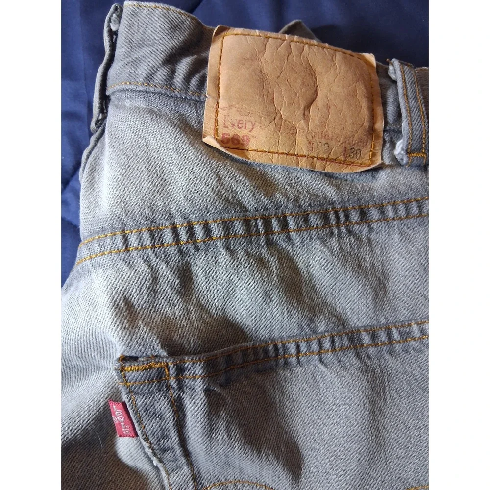 Levis 569 Y2K Loose Straight Fit Jeans Mens 29x30 Grey Faded Denim 100% Cotton